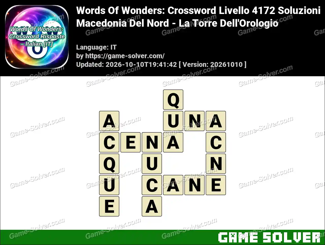 Words Of Wonders: Crossword Livello 4172 Soluzioni – Macedonia Del Nord – La Torre Dell’Orologio
